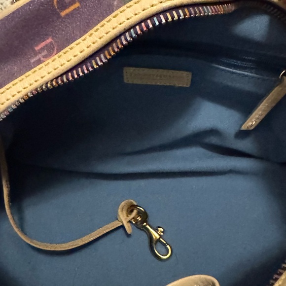 Vintage Dooney & Bourke Purple Tan Rainbow Logo Mini Gym Shoulder Bag Set Y2K - Picture 10 of 15